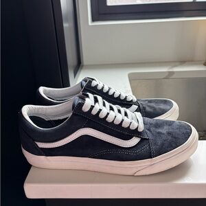 Vans Navy Suede Low-Top Sneakers with White Stripe
